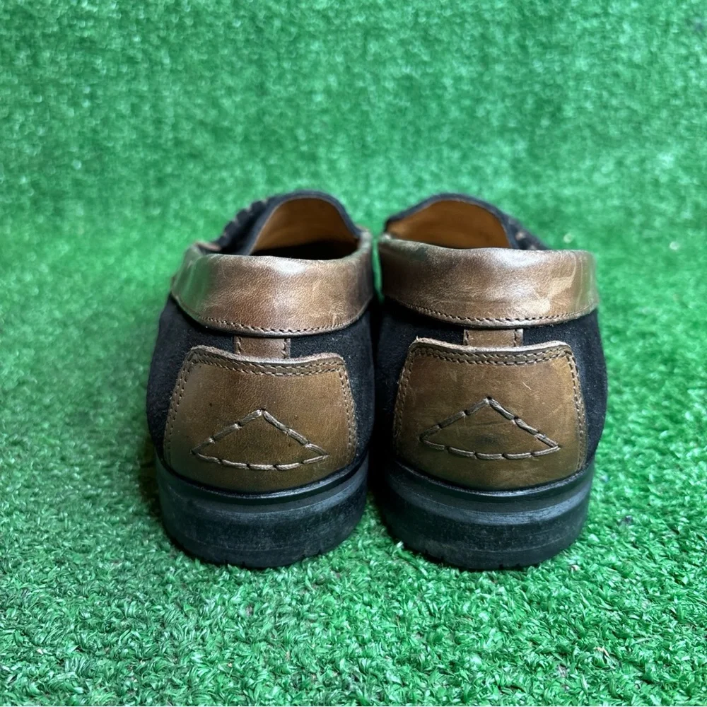 Bally Vintage Black Suede Leather Loafers Shoes Mens 7.5 Made In Italy‎